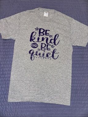 Gray Heather Tee with Be Kind Print